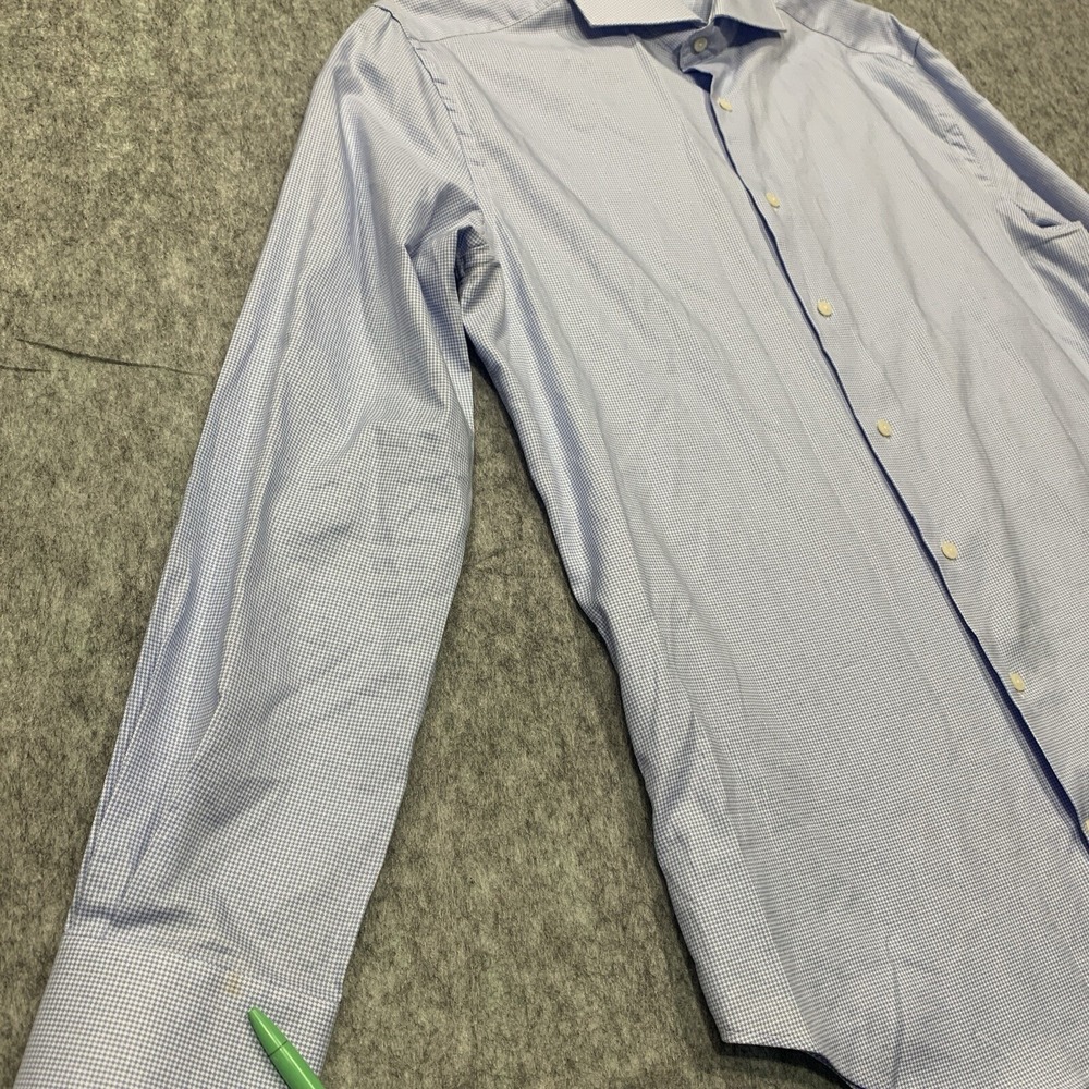 Suit Supply Cotton Two Ply Men's Blue Button Up Shirt - Size 42/16.5 - Picture 3 of 15